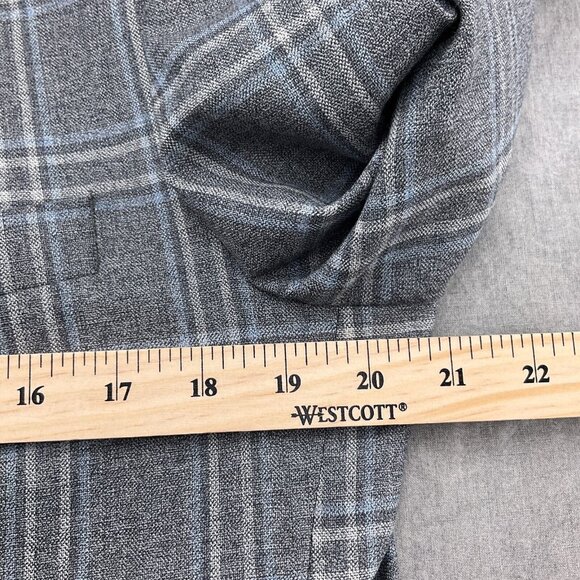 Unbranded Blazer Men 40 Gray Blue Windowpane Plaid Classic Wool Jacket Chile - Picture 5 of 12